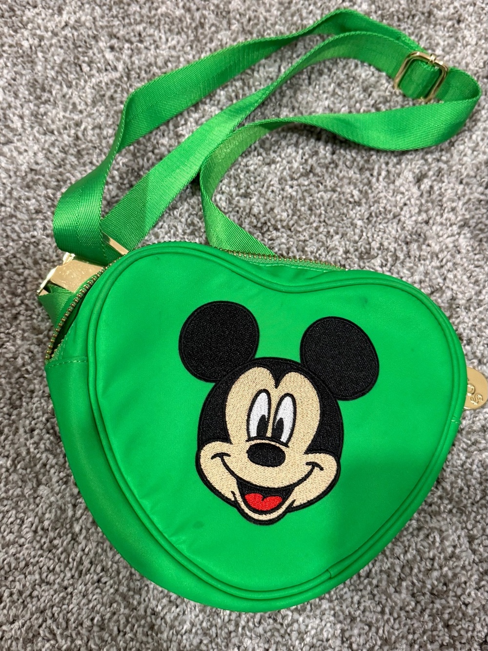 Stoney clover lane Green Mickey Mouse Heart Crossbody Bag